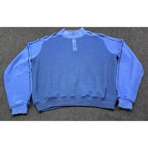 St. Croix Quarter-Zip Sweater Mens Medium Blue Cotton Blend USA Mondo Uomo 10471
